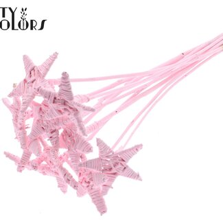 QC Rotan Lata Ster op stok | Kleur: Lichtroze | Platte Bijsteker | Lengte ± 50 centimeter | 10 bijstekers per bos