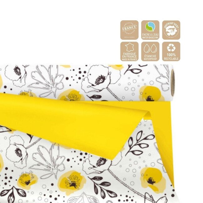 Tweezijdig Mat Folie op rol “Lilou” | Kleur: Geel | Breedte 80 centimeter | Lengte 25 meter | Per rol