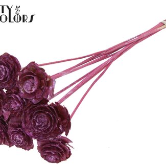 QC Cedar Rose am Stab | Farbe: Metallic Rosa | Tannenzapfen-Stecker | Länge ± 50 centimeter | 10 Stecker pro Bund
