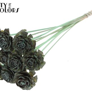 QC Cedar Rose am Stab | Farbe: Frosted Mintgrün | Tannenzapfen-Stecker | Länge ± 50 centimeter | 10 Stecker pro Bund