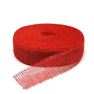 4A Jute Ribbon | Colour: Red | Width 50 millimetre | Length 40 metre | Per roll
