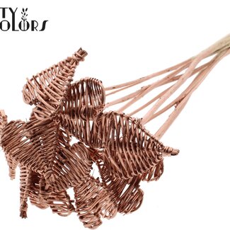 QC Rattan Lata Heart on stick | Colour: Copper-coloured | Flat pick | Diameter 8 centimetre | Length ± 50 centimetre | 10 picks per bunch