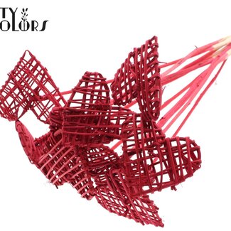 QC Rotan Lata Hart op stok | Kleur: Rood | Platte Bijsteker | Lengte ± 50 centimeter | 10 bijstekers per bos | Per bos