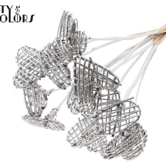 QC Rotan Lata Coeur sur tige | Couleur : de couleur platine | Piquet plat | Longueur ± 50 centimètres | 10 piquets par bouquet | Par bouquet