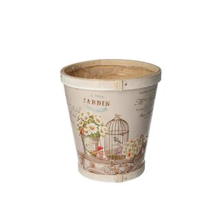 4A Houten Bloempot Plantenbak “Vogelkooi” | Kleur: Taupe | Diameter 13 centimeter | Hoogte 14 centimeter | Per 10 bloempotten