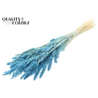 QC Boeket Gebleekte Gedroogde Bloemenmix | Kleur: Lichtblauw | Lengte ± 60 centimeter | Per bos