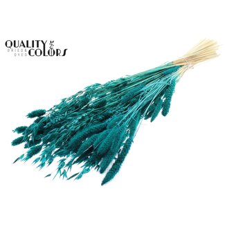 QC Boeket Gebleekte Gedroogde Bloemenmix | Kleur: Turquoise | Lengte ± 60 centimeter | Per bos
