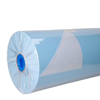 4A Paper on roll | Colour: Light blue White | Breedte 60 centimeter | 50 gram/m2 | Weight 12 kilo | Per roll