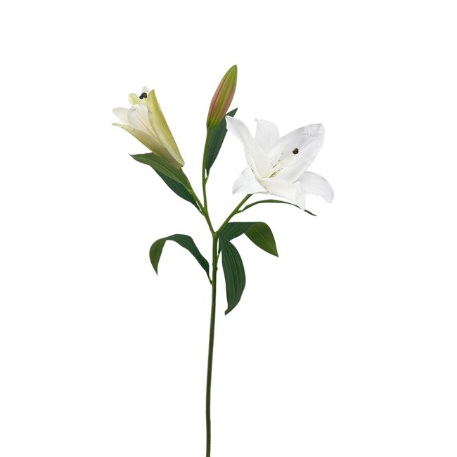 Lelie Kunstbloem | Kleur: Natuurlijk Wit | Lillium kunstbloemen | Lengte ± 90 centimeter | 3 bloemkoppen per steel | Per kunstbloem