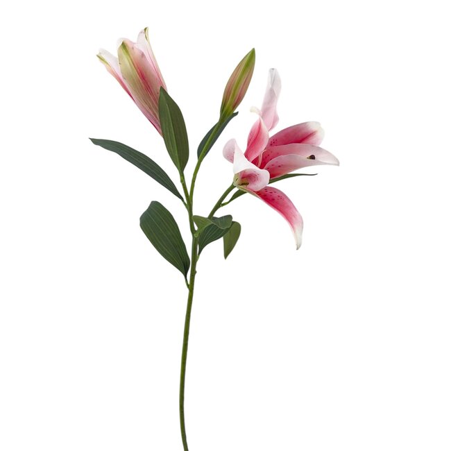 Lelie Kunstbloem | Kleur: Lichtroze | Lillium kunstbloemen | Lengte ± 90 centimeter | 3 bloemkoppen per steel | Per kunstbloem