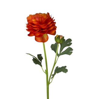 Arti Flora Ranunculus artificial flower | Colour: Orange | Ranunculus artificial flowers | Length ± 45 centimetre | 2 flower heads per stem | Per piece