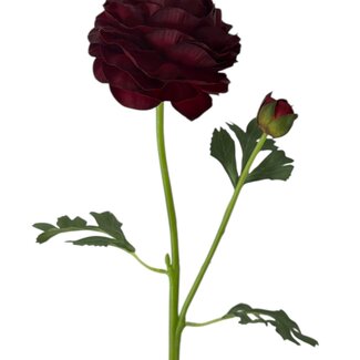 Arti Flora Ranonkel Kunstbloem | Kleur: Rood | Ranunculus kunstbloemen | Lengte ± 45 centimeter | 2 bloemkoppen per steel | Per stuk