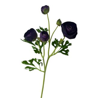 Arti Flora Ranunculus Artificial flower | Colour: Purple | Ranunculus artificial flowers | Length ± 50 centimetre | 3 flowerheads per stem | Each