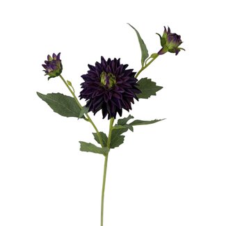 Arti Flora Dahlia Kunstbloem | Kleur: Paars | Lengte ± 60 centimeter | 3 bloemkoppen per steel | Per kunstbloem