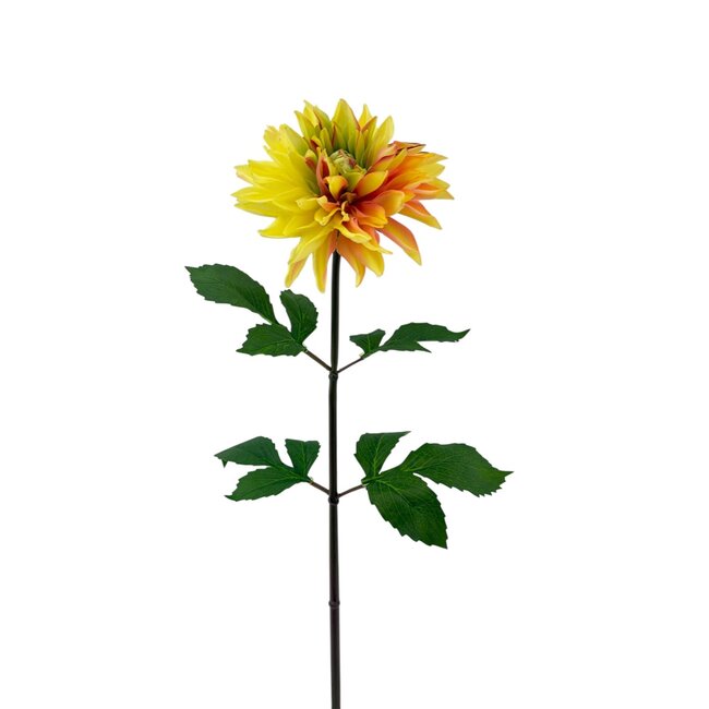Dahlia Kunstbloem | Kleur: Geel | Lengte ± 70 centimeter | Per kunstbloem
