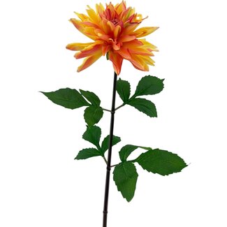 Arti Flora Dahlia Kunstbloem | Kleur: Geeloranje | Lengte ± 70 centimeter | Per stuk