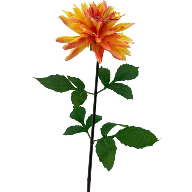 Dahlia Kunstbloem | Kleur: Geeloranje | Lengte ± 70 centimeter | Per stuk