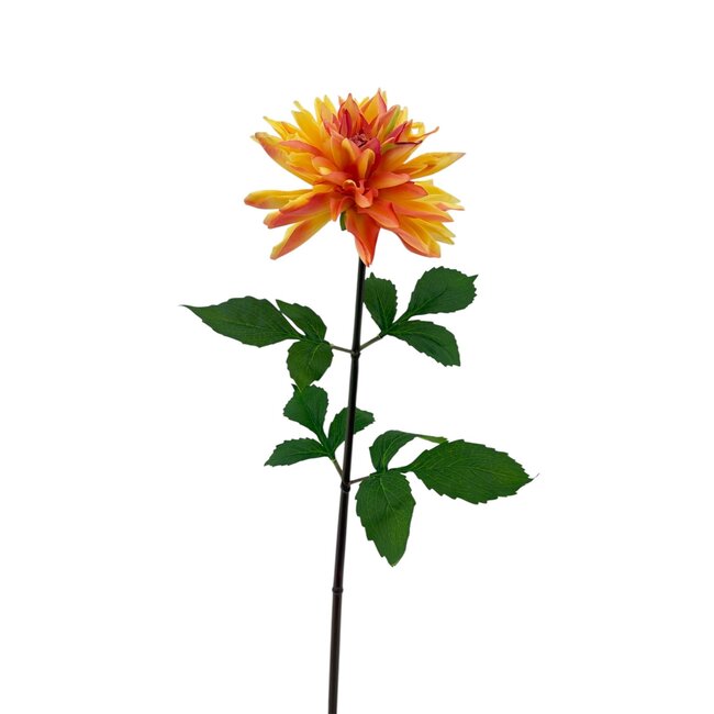 Dahlia Kunstbloem | Kleur: Geeloranje | Lengte ± 70 centimeter | Per kunstbloem
