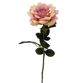 Arti Flora Roos Kunstbloem | Kleur: Lichtroze | Rozen kunstbloemen | Lengte ± 70 centimeter | Per stuk