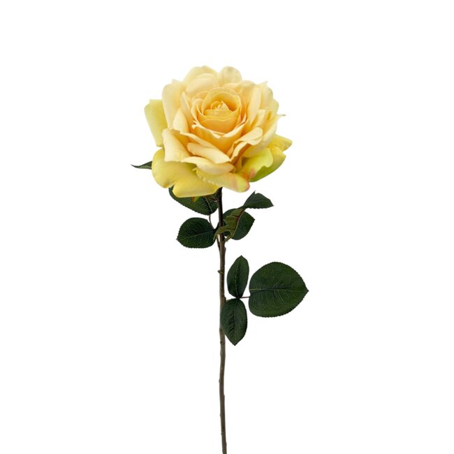 Roos Kunstbloem | Kleur: Geel | Rozen kunstbloemen | Lengte ± 70 centimeter | Per kunstroos