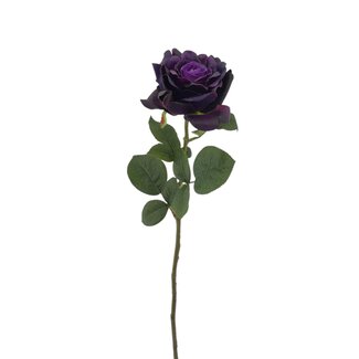 Arti Flora Roos Kunstbloem | Kleur: Paars | Rozen kunstbloemen | Lengte ± 70 centimeter | Per kunstroos