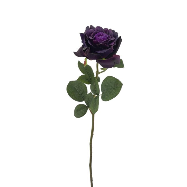 Roos Kunstbloem | Kleur: Paars | Rozen kunstbloemen | Lengte ± 70 centimeter | Per kunstroos