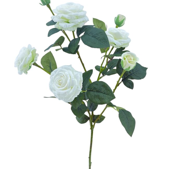 Mini Roos Kunstbloem | Kleur: Natuurlijk Wit | Rozen kunstbloemen | Lengte ± 70 centimeter | Per stuk