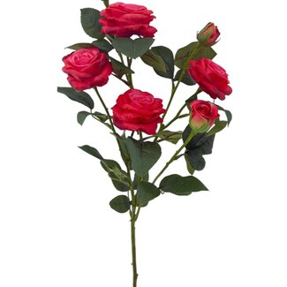 Arti Flora Mini Roos Kunstbloem | Kleur: Rood | Rozen kunstbloemen | Lengte ± 70 centimeter | Per stuk