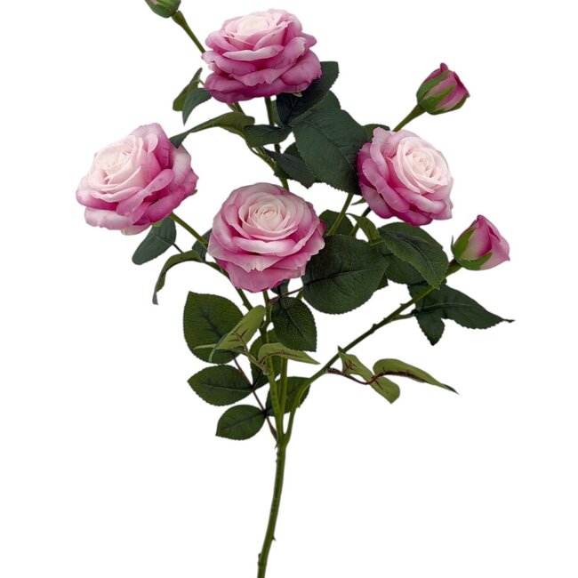 Mini Roos Kunstbloem | Kleur: Roze | Rozen kunstbloemen | Lengte ± 70 centimeter | Per stuk