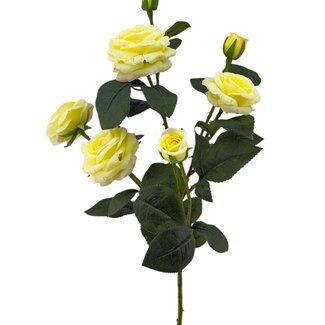 Arti Flora Mini Roos Kunstbloem | Kleur: Geel | Rozen kunstbloemen | Lengte ± 70 centimeter | Per stuk