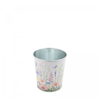 4A Zinken Bloempot Plantenpot “Alona Flowers” | Kleur: Natuurlijk Wit | Diameter 10 centimeter | Hoogte 10 centimeter | Per 10 bloempotten
