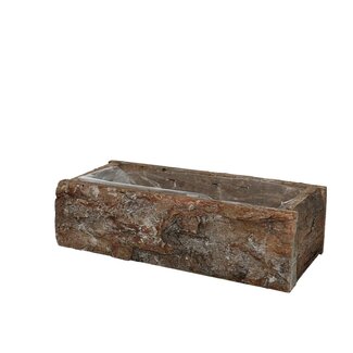 4A Berkenhouten Bloempot Plantenbak | Kleur: Bruin | Lengte 30 centimeter | Breedte 12 centimeter | Hoogte 9 centimeter | Per 2 bloempotten