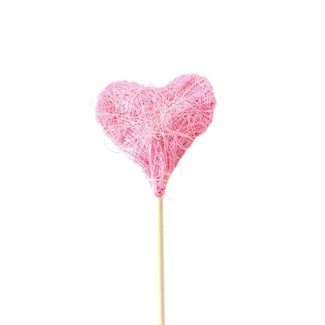 4A Sisal Herzstecker | Farbe: Rosa | Durchmesser 8 centimeter | Länge ±50 centimeter | Pro 25 Herzstecker