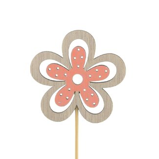 4A Bloem Yuki Bijsteker | Kleur: Zalmkleurig | Diameter bloem 6 centimeter | Lengte bijsteker ± 10 centimeter | Per 25 bijstekers