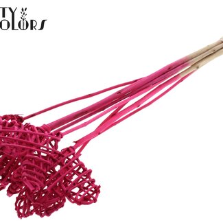 QC Rattan Lata Heart on stick | Colour: Cherry-coloured | Flat pick | Length ± 50 centimeter | Per 10 picks
