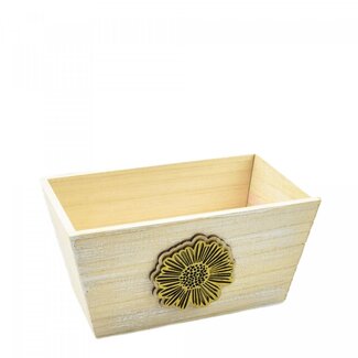 4A Houten Bak Bloempot Plantenbak "Dona" | Kleur: Geel | Lengte 19 centimeter | Breedte 11 centimeter | Hoogte 10 centimeter | Per 6 bakken