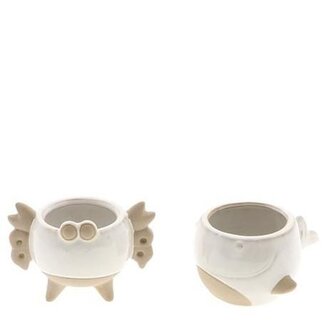 4A Ceramic Plant Pot “Ocean” | Colour: Natural White | Length 12 centimeter | Width 10 centimeter | Height 8.5 centimeter | Per 6 plant pots