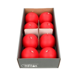 4A Rustieke Bolkaars | Kleur: Rood | Diameter 8 centimeter | Per 8 kaarsen