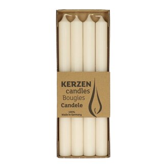 4A Tafelkerze Rustikal | Farbe: Cremefarben | Durchmesser 2.2 centimeter | Länge 25 centimeter | Pro 4 Kerzen
