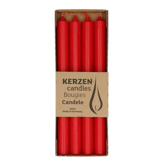 4A Tafelkaars Rustiek | Kleur: Rood | Diameter 2.2 centimeter | Lengte 25 centimeter | Per 4 kaarsen