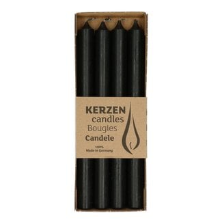 4A Table candle Rustic | Colour: Black | Diameter 2.2 centimetre | Length 25 centimetre | Per 4 candles