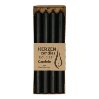 4A Tafelkaars Rustiek | Kleur: Zwart | Diameter 2.2 centimeter | Lengte 25 centimeter | Per 4 kaarsen