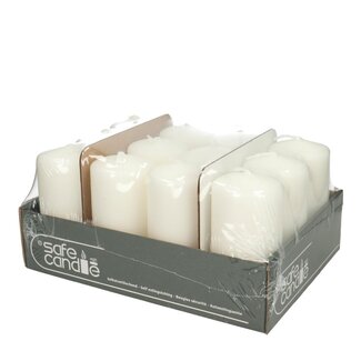 4A Stumpenkerze “Safe Candle” | Farbe: Natürlich Weiß | Durchmesser 5 Zentimeter | Höhe 10 Zentimeter | Brenndauer 25 Stunden | Pro 12 Kerzen