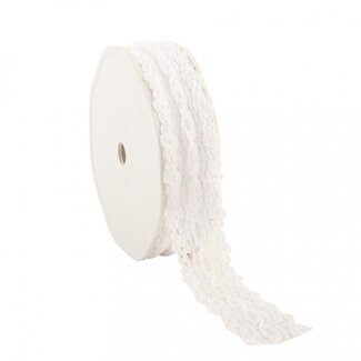 4A Kanten Lint bloemenvorm | Kleur: Natuurlijk Wit | Breedte 25 millimeter | Lengte 15 meter | Per rol