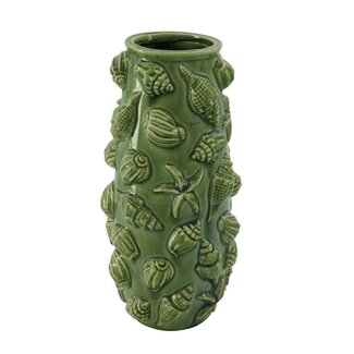 4A Keramikvase Muschelmotiv "Maritim" | Farbe: Grün | Durchmesser 15 centimeter | Höhe 39 centimeter | Pro 2 Vasen