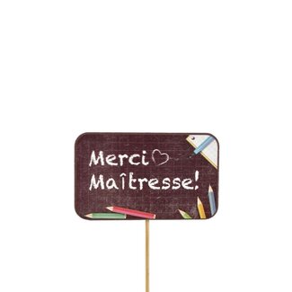 4A Kraftpapier "Danke Lehrerin" Stecker | Farbe: Gemischte Farben | Durchmesser 5 centimeter | Länge ± 12 centimeter | Pro 24 Stecker