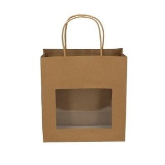 4A Bags “Gift bag” with window | Colour: Brown | Length 11 centimeter | Width 22 centimeter | Height 28 centimeter | Per 12 bags