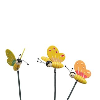 4A Schmetterlingsspieß | Farbe: Gemischte Farben | Durchmesser Schmetterling 5 centimeter | Länge Spieß ± 20 centimeter | Pro 24 Spieße
