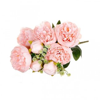 4A Bouquet Pivoine Fleurs artificielles | Couleur: Rose | Paeonia fleurs artificielles | Longueur 41 centimeter | Par bouquet