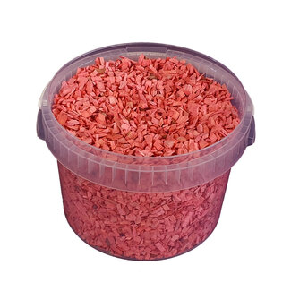 QC Houtsnippers in Herbruikbare Emmer | Kleur: Roze | Diameter 5 - 8 millimeter | Inhoud 3 liter | Per emmer